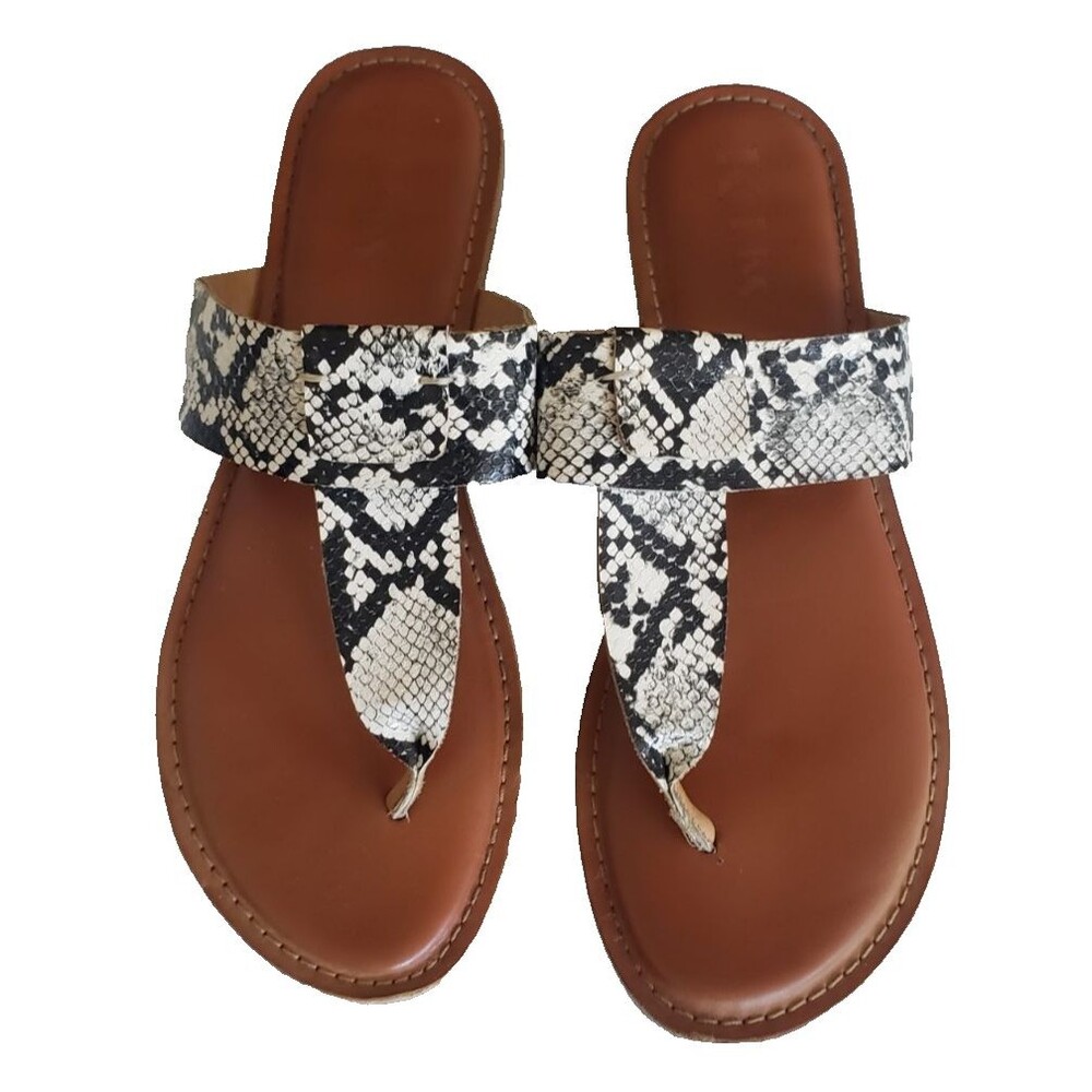 Korks Raine Snake print Flat T-Strap Thong Sandals Women's Size 11M Kork-Ease